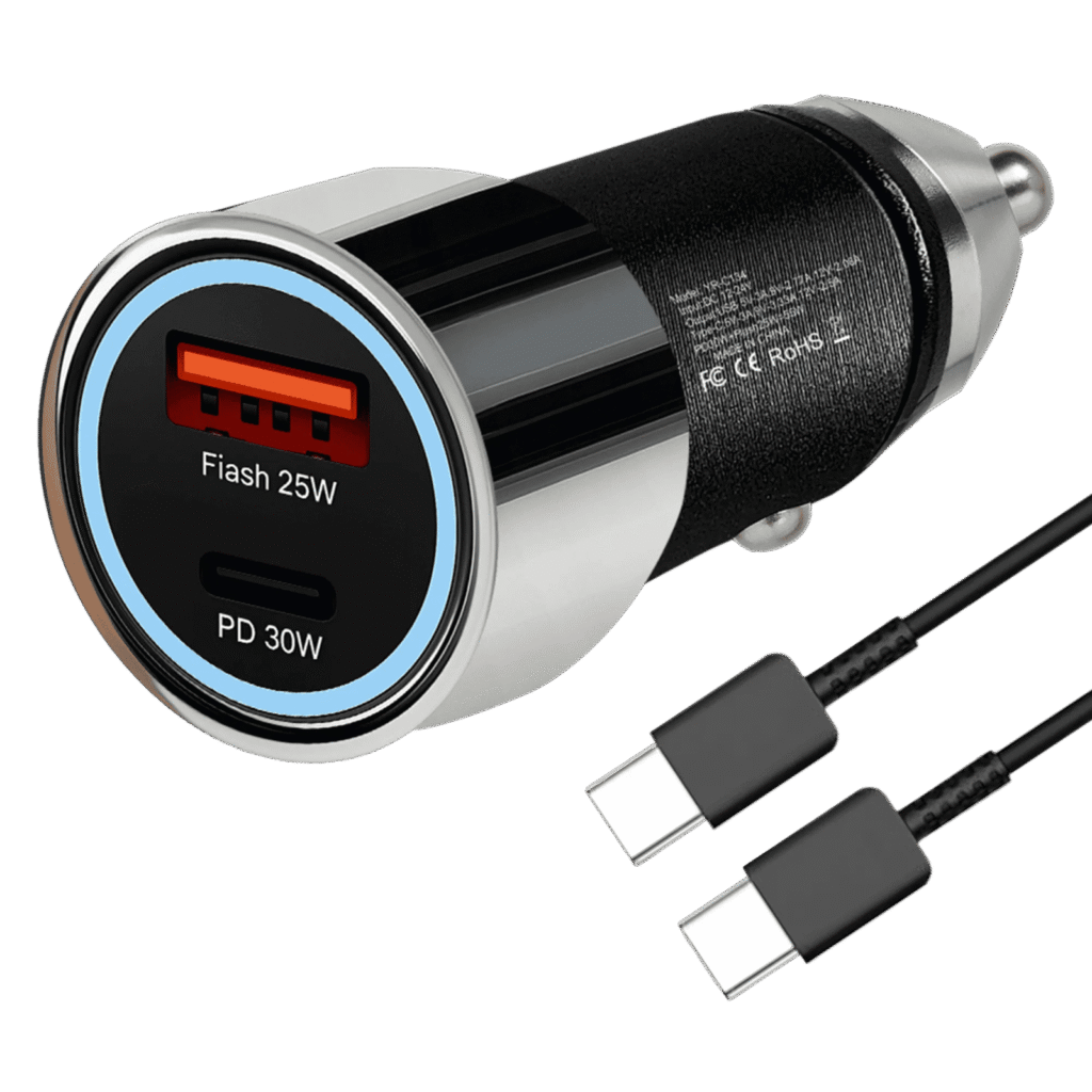 yarr-55w-qcpd-rapid-plus-fast-car-charger-with-65w-type-c-to-type-c-cable-black