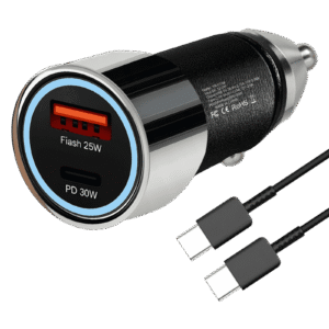 yarr-55w-qcpd-rapid-plus-fast-car-charger-with-65w-type-c-to-type-c-cable-black